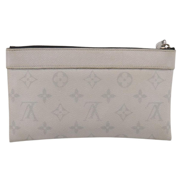 LOUIS VUITTON Monogram Taigarama Pochette Discovery PM White M30279 Auth BA16482