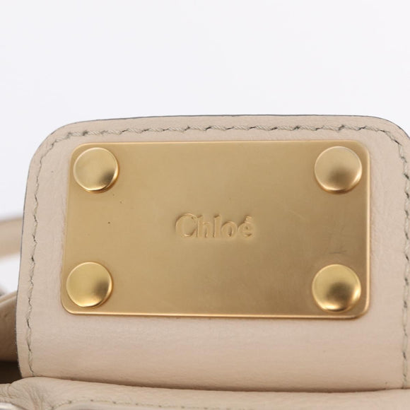 Chloe Paddington Hand Bag Leather Ivory Gold Tone Auth BA16483V