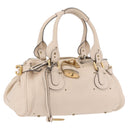 Chloe Paddington Hand Bag Leather Ivory Gold Tone Auth BA16483V-1