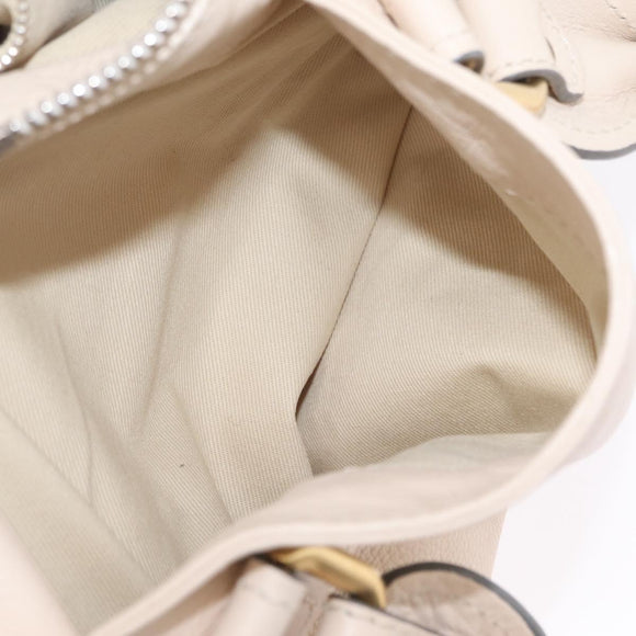 Chloe Paddington Hand Bag Leather Ivory Gold Tone Auth BA16483V