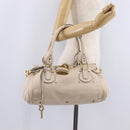 Chloe Paddington Hand Bag Leather Ivory Gold Tone Auth BA16483V-28
