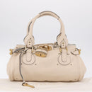 Chloe Paddington Hand Bag Leather Ivory Gold Tone Auth BA16483V-12