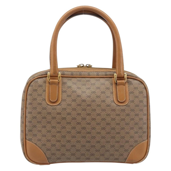 GUCCI Micro GG Hand Bag PVC Beige Gold Tone 000 104 0030 Auth BA16488