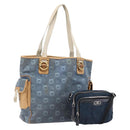 Salvatore Ferragamo Gancini Tote Bag Shoulder Bag 2 Set Blue Silver Auth BA16489-1
