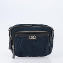 Salvatore Ferragamo Gancini Tote Bag Shoulder Bag 2 Set Blue Silver Auth BA16489-13