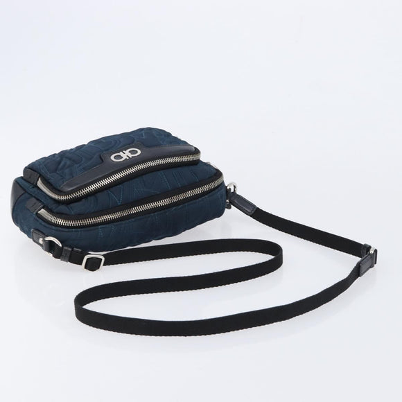 Salvatore Ferragamo Gancini Tote Bag Shoulder Bag 2 Set Blue Silver Auth BA16489