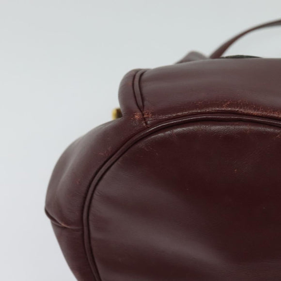 CARTIER Must Line Shoulder Bag Leather Bordeaux Gold Auth BA1649