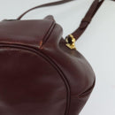 CARTIER Must Line Shoulder Bag Leather Bordeaux Gold Auth BA1649-9