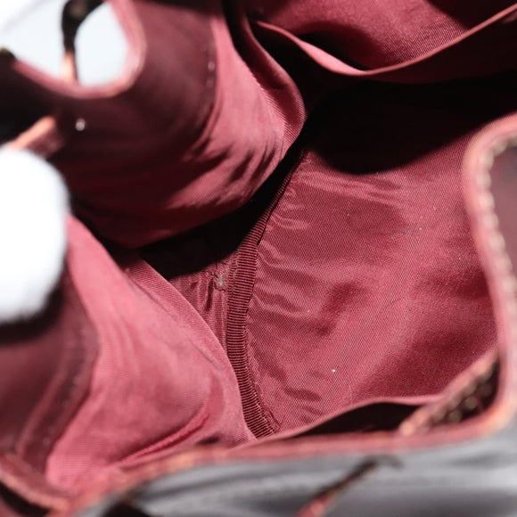 CARTIER Must Line Shoulder Bag Leather Bordeaux Gold Auth BA1649