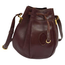 CARTIER Must Line Shoulder Bag Leather Bordeaux Gold Auth BA1649-1