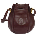 CARTIER Must Line Shoulder Bag Leather Bordeaux Gold Auth BA1649-2