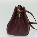 CARTIER Must Line Shoulder Bag Leather Bordeaux Gold Auth BA1649-3