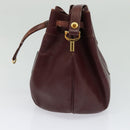 CARTIER Must Line Shoulder Bag Leather Bordeaux Gold Auth BA1649-4
