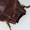 CARTIER Must Line Shoulder Bag Leather Bordeaux Gold Auth BA1649-6