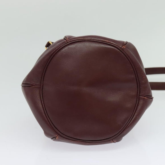 CARTIER Must Line Shoulder Bag Leather Bordeaux Gold Auth BA1649