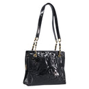 CHANEL COCO Mark Chain Shoulder Bag Patent Black Gold Tone CC Auth BA16492-1