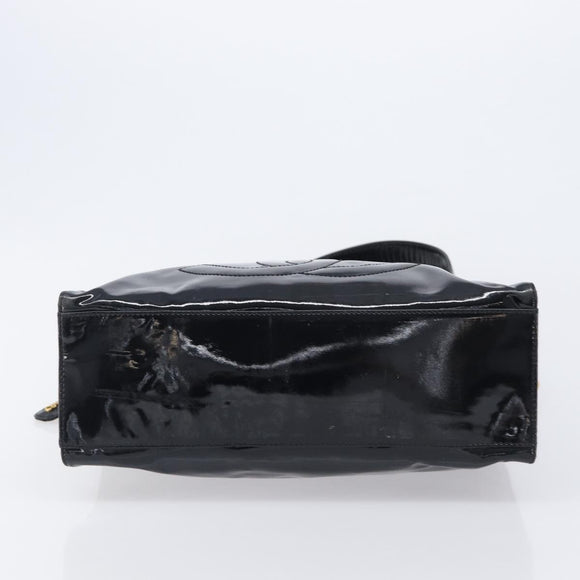 CHANEL COCO Mark Chain Shoulder Bag Patent Black Gold Tone CC Auth BA16492