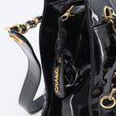 CHANEL COCO Mark Chain Shoulder Bag Patent Black Gold Tone CC Auth BA16492-18