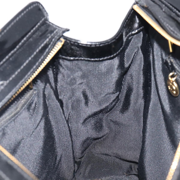 CHANEL COCO Mark Chain Shoulder Bag Patent Black Gold Tone CC Auth BA16492