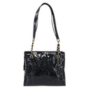 CHANEL COCO Mark Chain Shoulder Bag Patent Black Gold Tone CC Auth BA16492-13