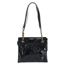CHANEL COCO Mark Chain Shoulder Bag Patent Black Gold Tone CC Auth BA16492-2