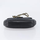 Bally Chain Shoulder Bag Leather Black Gold Tone Auth BA16494-5