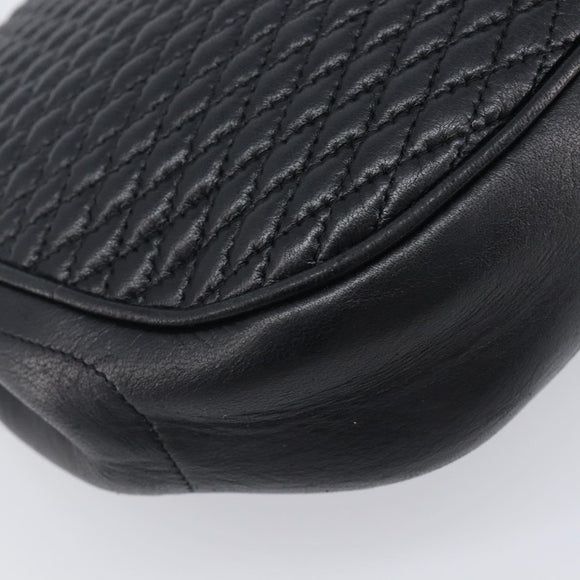 Bally Chain Shoulder Bag Leather Black Gold Tone Auth BA16494