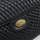 Bally Chain Shoulder Bag Leather Black Gold Tone Auth BA16494-18