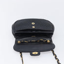 Bally Chain Shoulder Bag Leather Black Gold Tone Auth BA16494-16