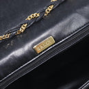 Bally Chain Shoulder Bag Leather Black Gold Tone Auth BA16494-17