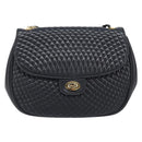 Bally Chain Shoulder Bag Leather Black Gold Tone Auth BA16494-2
