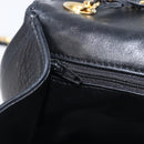 Bally Chain Shoulder Bag Leather Black Gold Tone Auth BA16494-21
