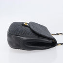 Bally Chain Shoulder Bag Leather Black Gold Tone Auth BA16494-4
