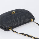 Bally Chain Shoulder Bag Leather Black Gold Tone Auth BA16494-6