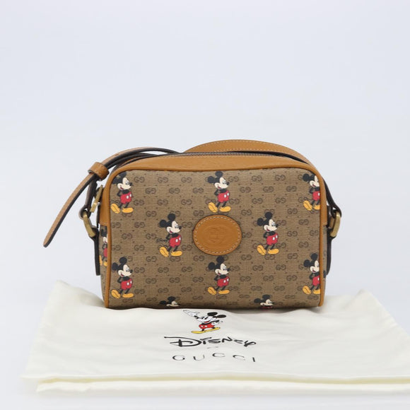 GUCCI MicroGG Disney Mickey Mouse Shoulder Bag PVC Beige 602536 Auth BA16497M