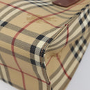 BURBERRY Nova Check Hand Bag PVC Leather Beige Auth BA16500V-10