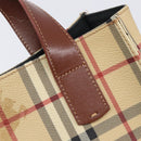 BURBERRY Nova Check Hand Bag PVC Leather Beige Auth BA16500V-14