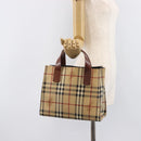BURBERRY Nova Check Hand Bag PVC Leather Beige Auth BA16500V-21