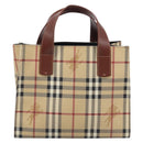 BURBERRY Nova Check Hand Bag PVC Leather Beige Auth BA16500V-3