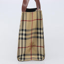 BURBERRY Nova Check Hand Bag PVC Leather Beige Auth BA16500V-4