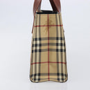 BURBERRY Nova Check Hand Bag PVC Leather Beige Auth BA16500V-5