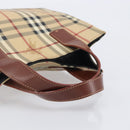 BURBERRY Nova Check Hand Bag PVC Leather Beige Auth BA16500V-7