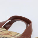 BURBERRY Nova Check Hand Bag PVC Leather Beige Auth BA16500V-8