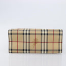 BURBERRY Nova Check Hand Bag PVC Leather Beige Auth BA16500V-9