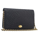 Bally Chain Shoulder Bag Leather Black Gold Tone Auth BA16503-1