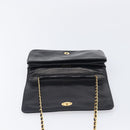 Bally Chain Shoulder Bag Leather Black Gold Tone Auth BA16503-10