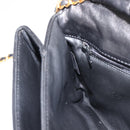 Bally Chain Shoulder Bag Leather Black Gold Tone Auth BA16503-20