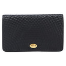 Bally Chain Shoulder Bag Leather Black Gold Tone Auth BA16503-13