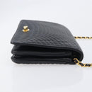 Bally Chain Shoulder Bag Leather Black Gold Tone Auth BA16503-3