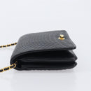 Bally Chain Shoulder Bag Leather Black Gold Tone Auth BA16503-4